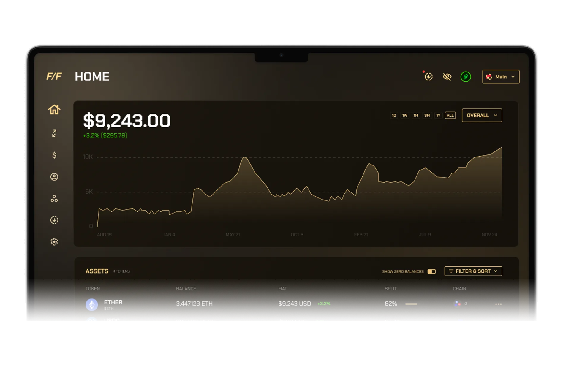 PQ1 Vault interface showing wallet, paymaster, token swap, and device update tools